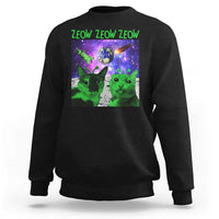 Funny Alien Cat Meme Sweatshirt Green Cats ZEOW ZEOW