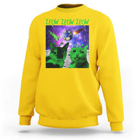 Funny Alien Cat Meme Sweatshirt Green Cats ZEOW ZEOW