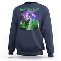 Funny Alien Cat Meme Sweatshirt Green Cats ZEOW ZEOW