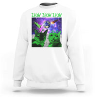 Funny Alien Cat Meme Sweatshirt Green Cats ZEOW ZEOW