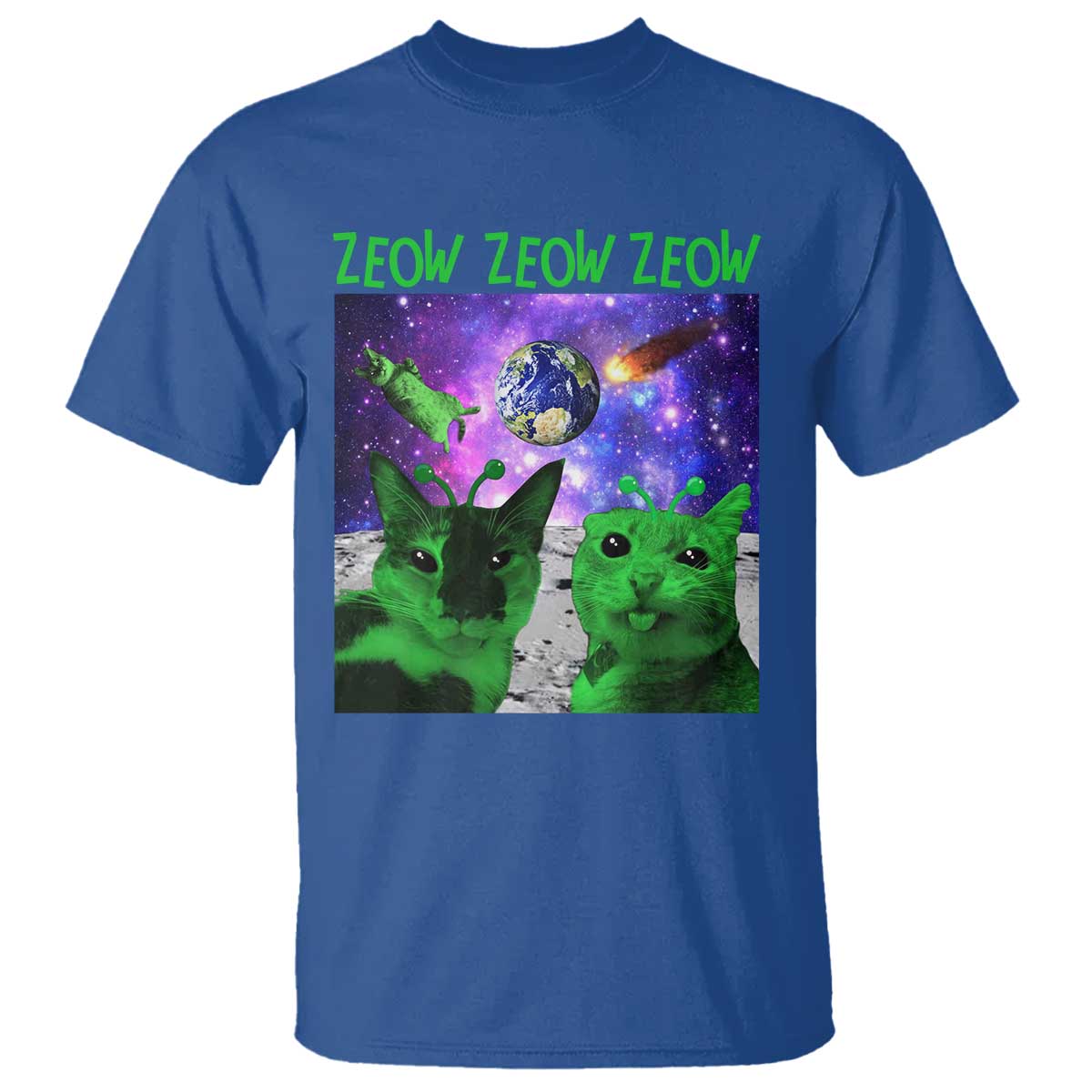 Funny Alien Cat Meme T Shirt Green Cats ZEOW ZEOW