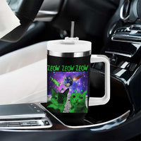 Funny Alien Cat Meme Tumbler With Handle Green Cats ZEOW ZEOW