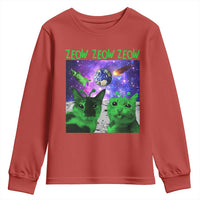 Funny Alien Cat Meme Youth Sweatshirt Green Cats ZEOW ZEOW