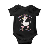 Funny Sorry I'm Late I Was Dilly Dallying Baby Onesie Cute Goose