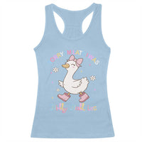 Funny Sorry I'm Late I Was Dilly Dallying Racerback Tank Top Cute Goose
