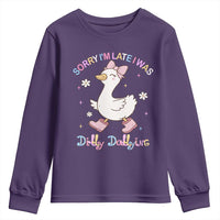 Funny Sorry I'm Late I Was Dilly Dallying Youth Sweatshirt Cute Goose