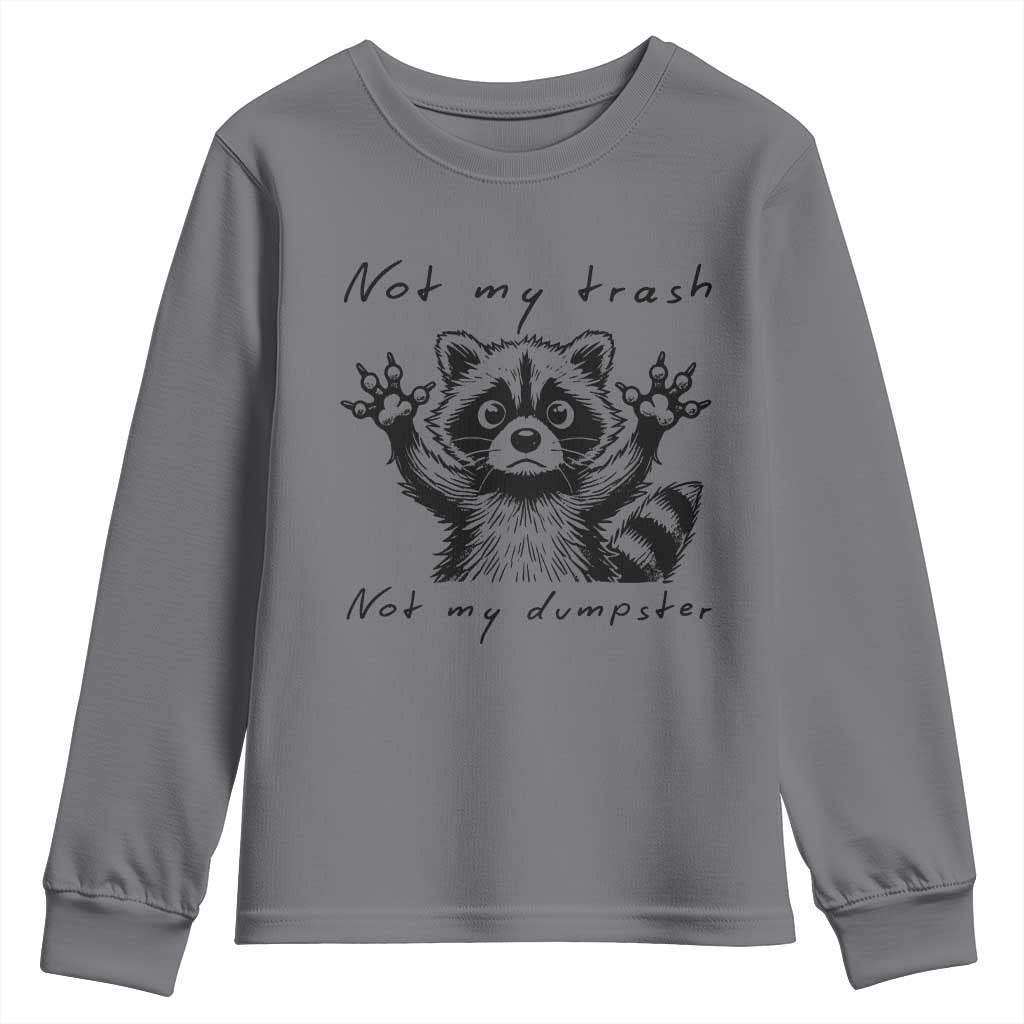 Funny Raccoon Youth Sweatshirt Not My Trash Not My Dumpster