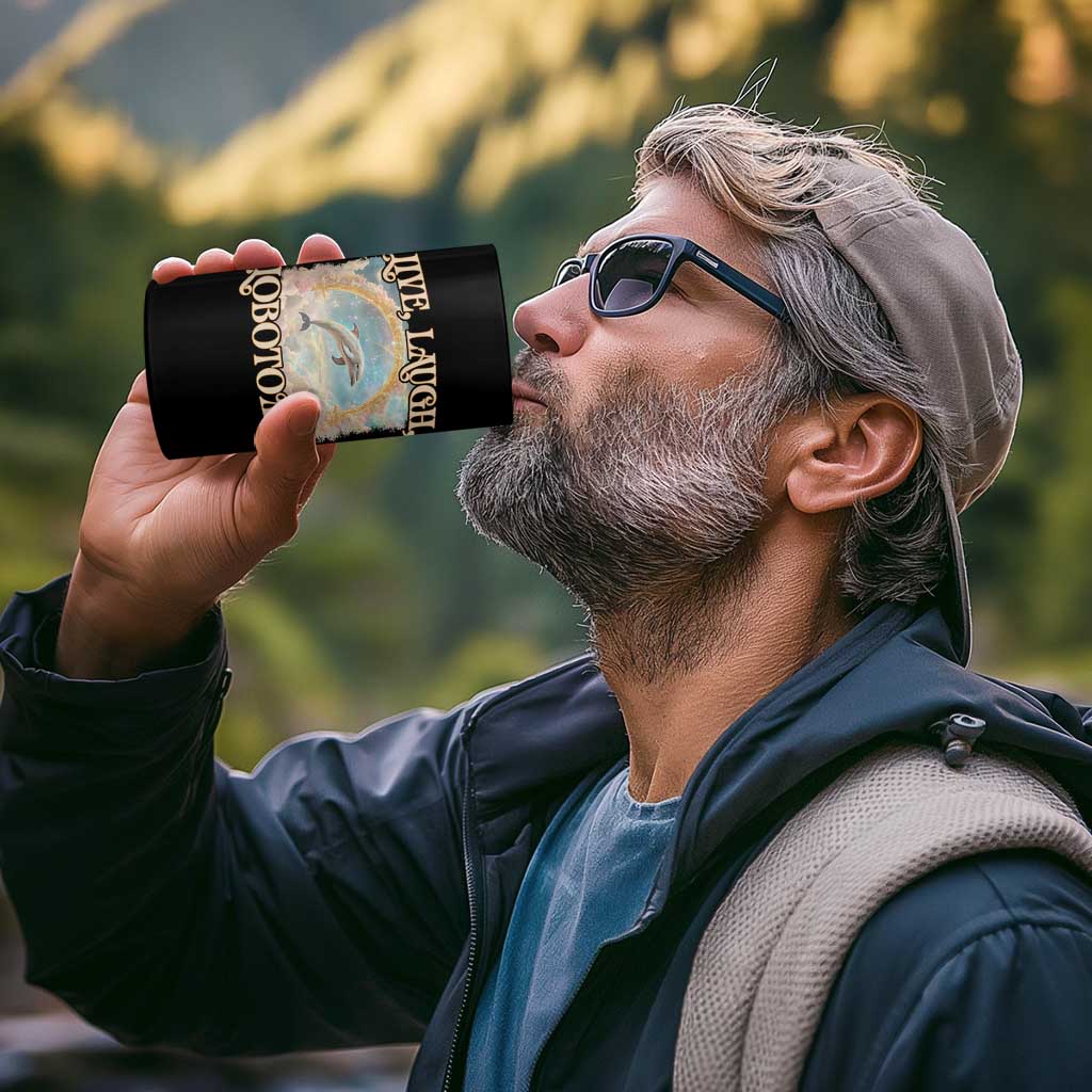 Funny Dolphin Meme 4 in 1 Can Cooler Tumbler Live Laugh Lobotomy