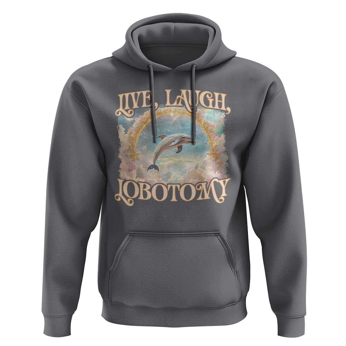 Funny Dolphin Meme Hoodie Live Laugh Lobotomy