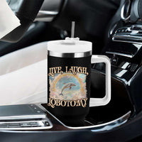 Funny Dolphin Meme Tumbler With Handle Live Laugh Lobotomy