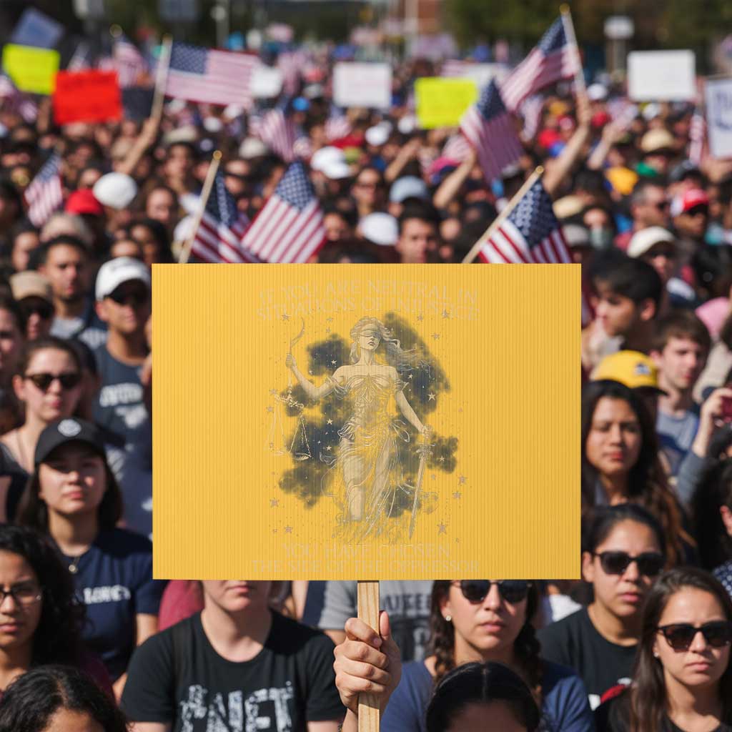 Lady Justice Protest Sign If You Are Neutral In Situations Of Injustice You Have Chosen The Side Of The Oppressor - Wonder Print Shop