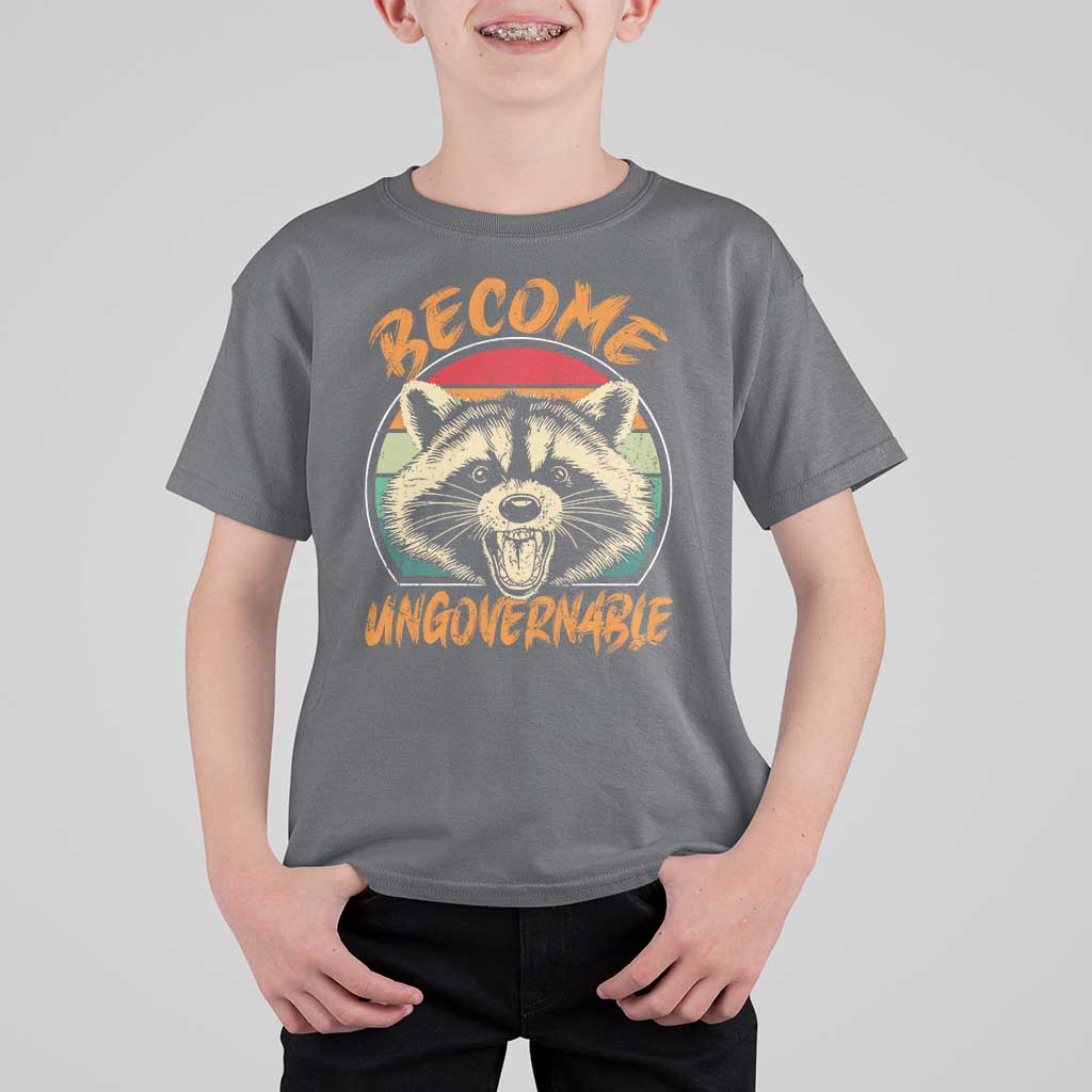 Anarchism T Shirt For Kid Become Ungovernable Angry Raccoon