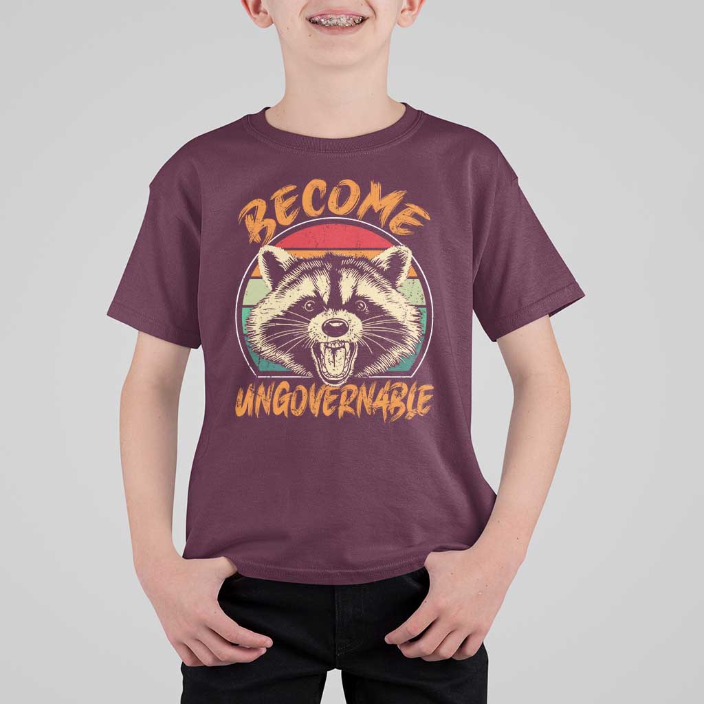 Anarchism T Shirt For Kid Become Ungovernable Angry Raccoon