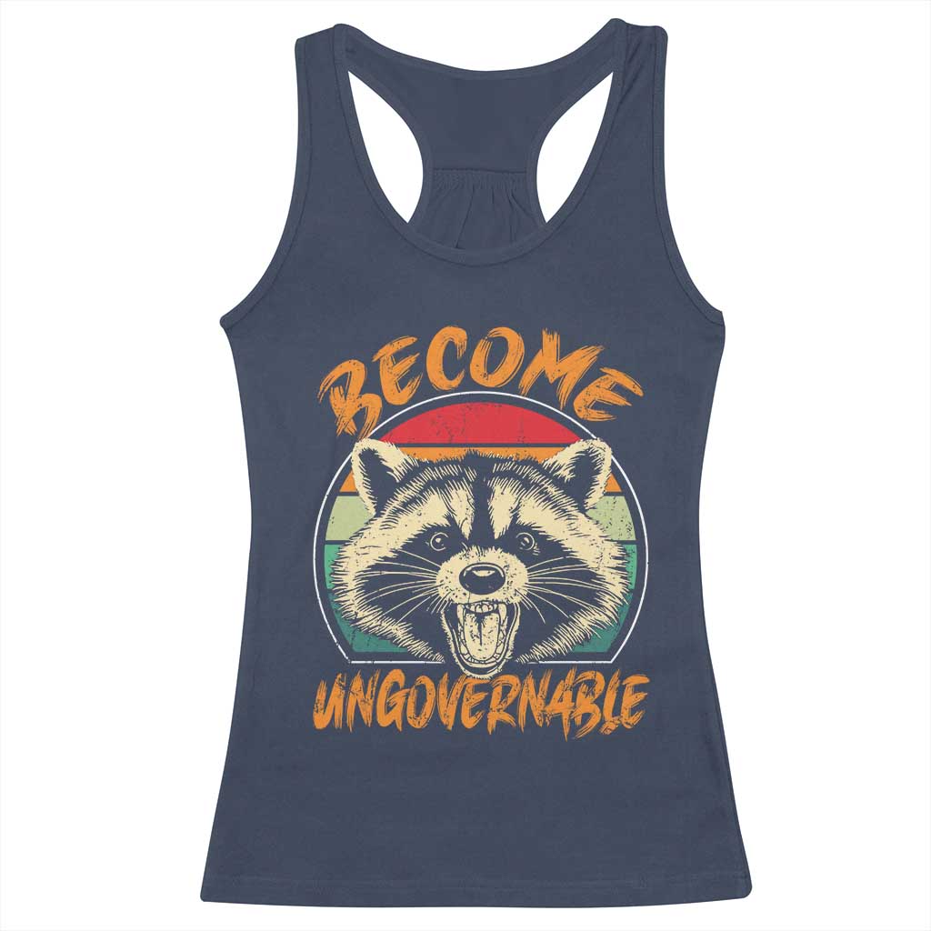 Anarchism Racerback Tank Top Become Ungovernable Angry Raccoon
