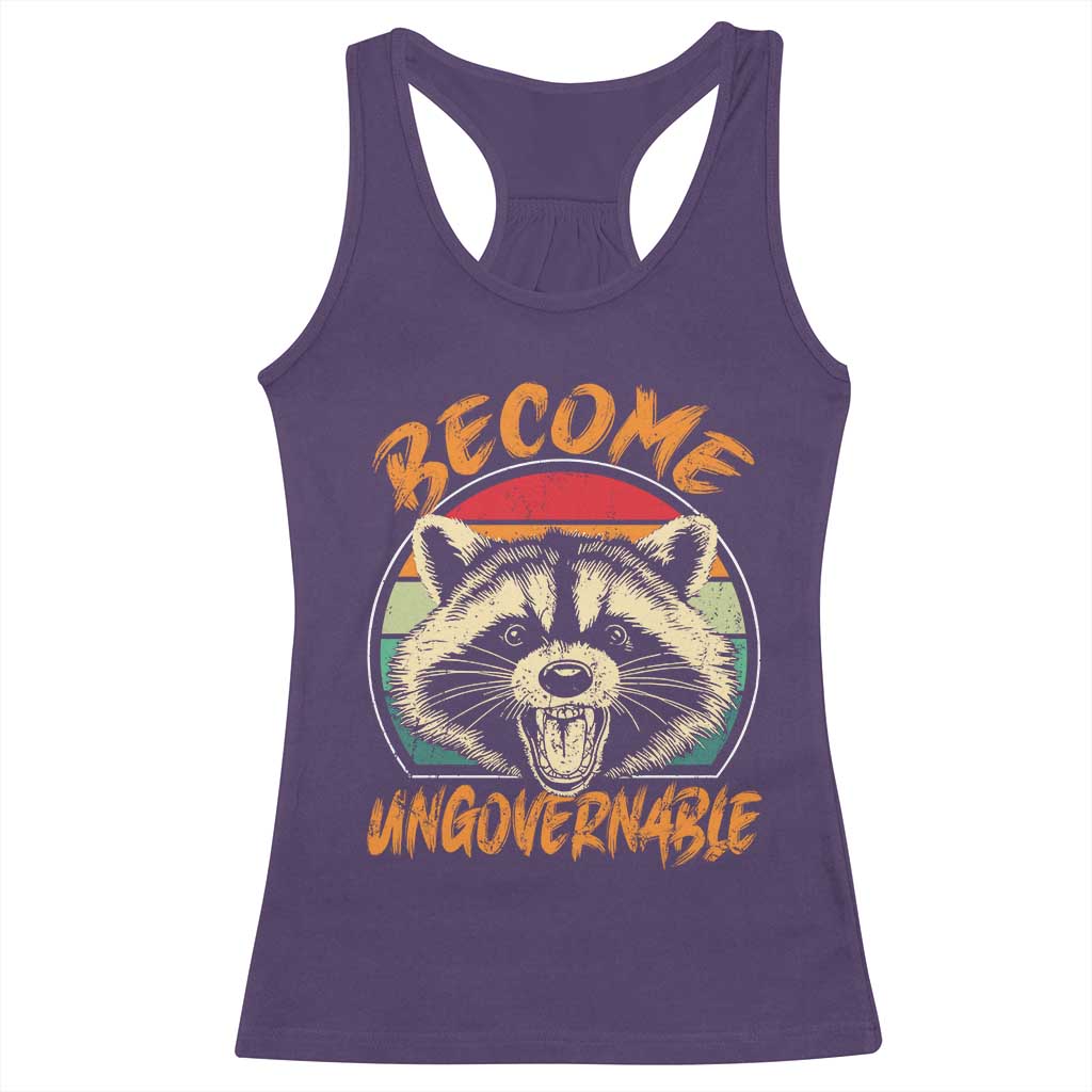 Anarchism Racerback Tank Top Become Ungovernable Angry Raccoon