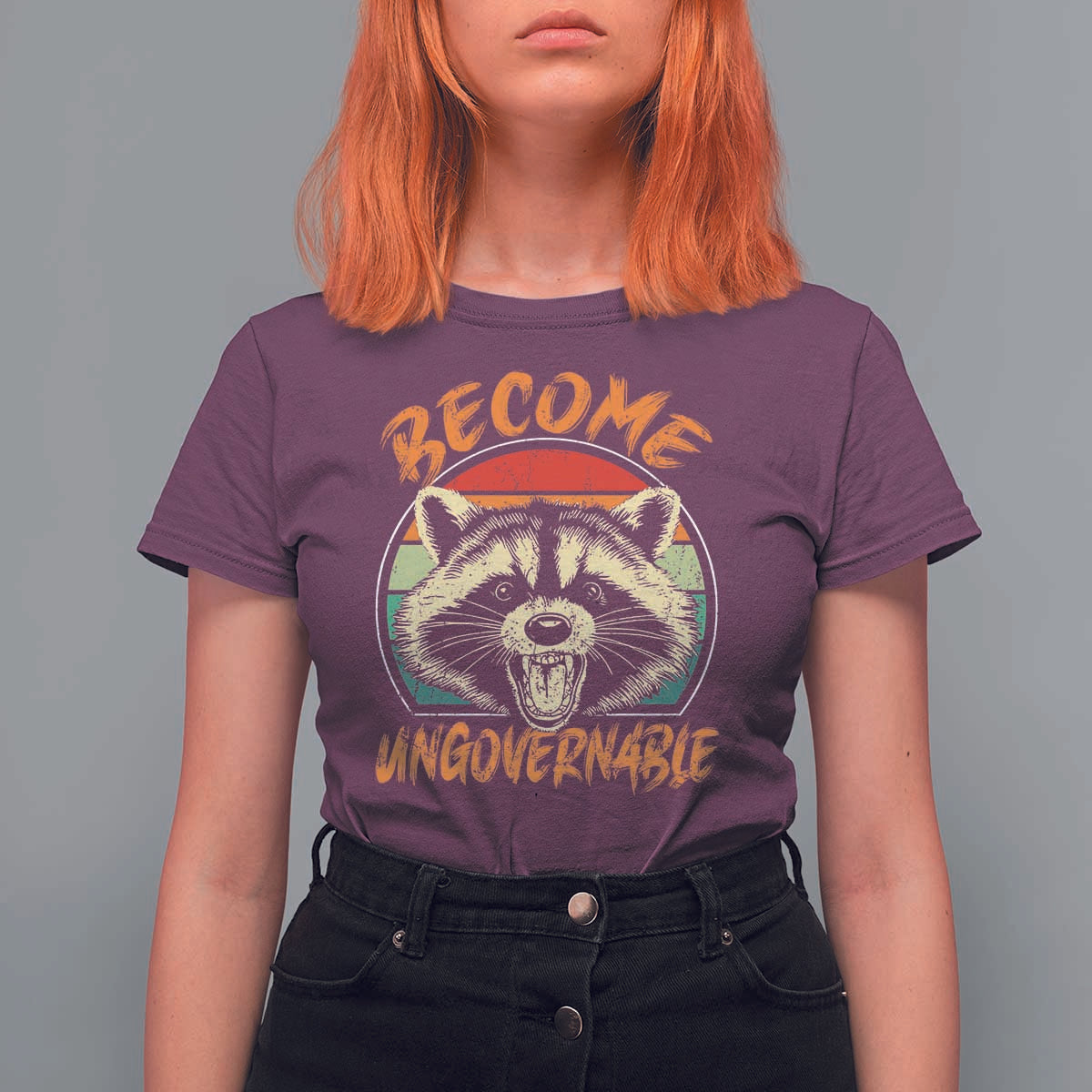 Anarchism T Shirt For Women Become Ungovernable Angry Raccoon