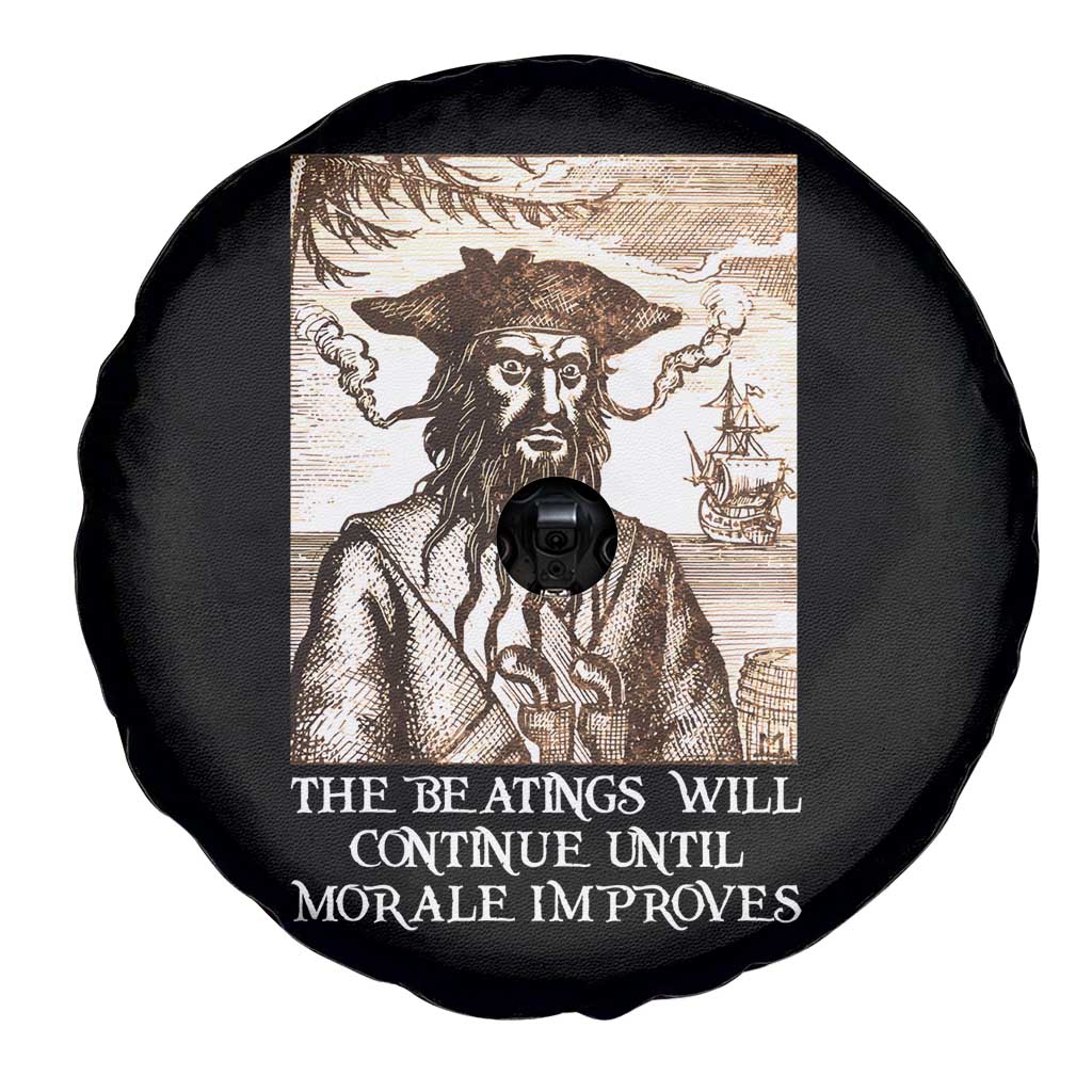 Funny Blackbeard Sarcastic Joke Spare Tire Cover The Beatings Will Continue until Morale Improves
