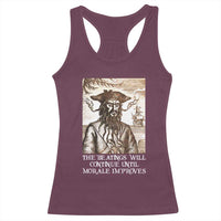 Funny Blackbeard Sarcastic Joke Racerback Tank Top The Beatings Will Continue until Morale Improves