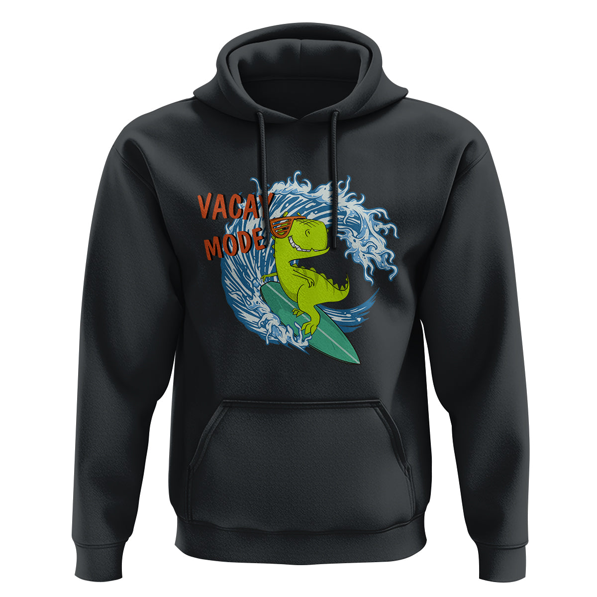 Summer Vacation Hoodie Vacay Mode Cute Dinosaur Surfing - Wonder Print Shop