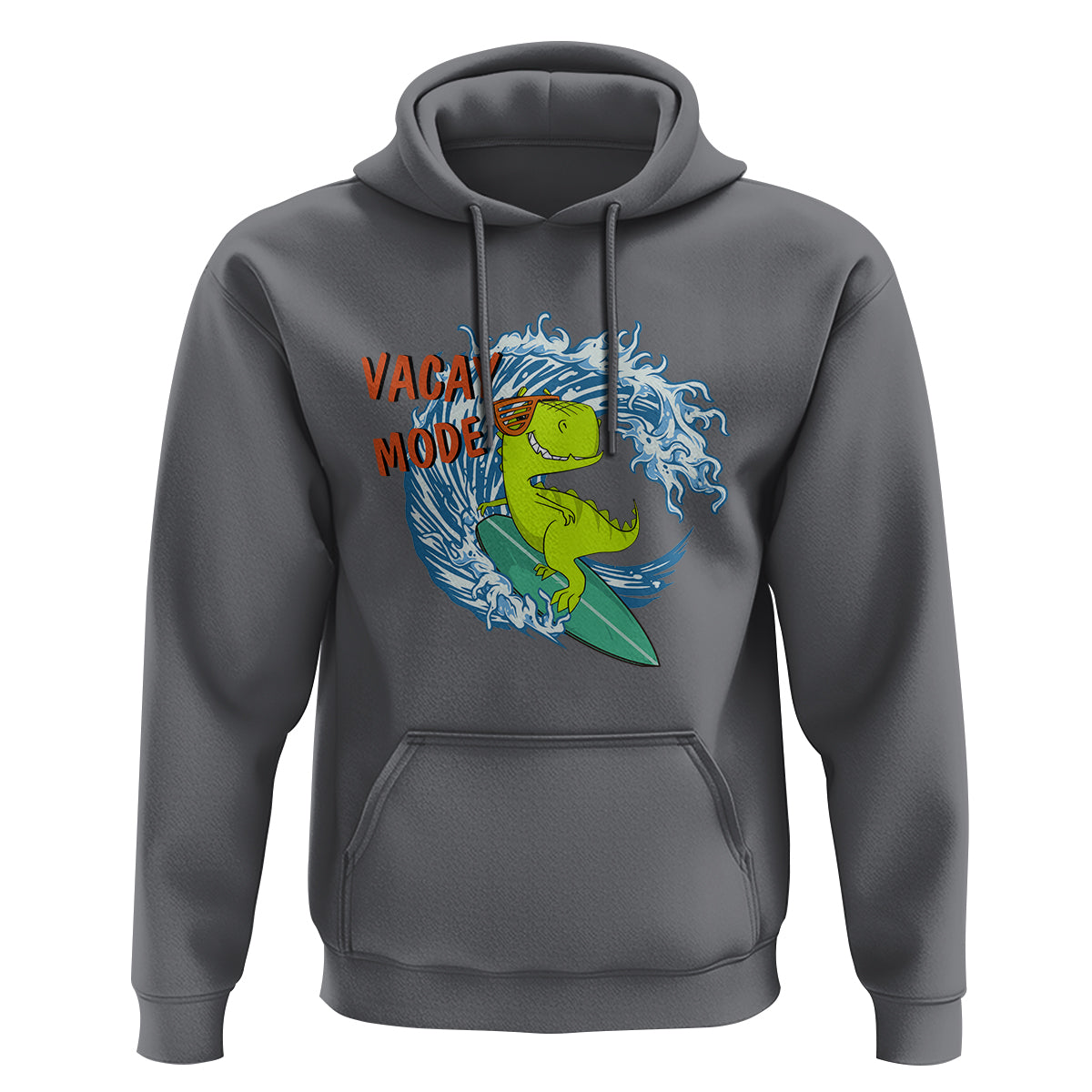 Summer Vacation Hoodie Vacay Mode Cute Dinosaur Surfing - Wonder Print Shop