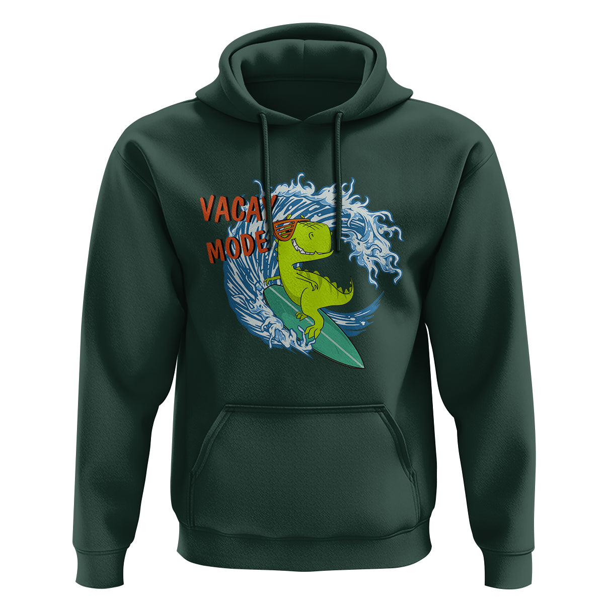 Summer Vacation Hoodie Vacay Mode Cute Dinosaur Surfing - Wonder Print Shop