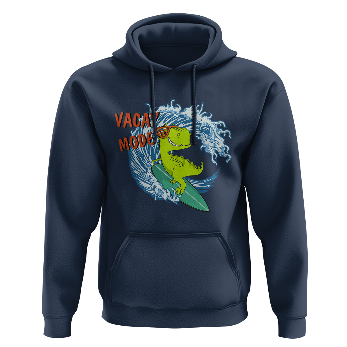 Summer Vacation Hoodie Vacay Mode Cute Dinosaur Surfing - Wonder Print Shop