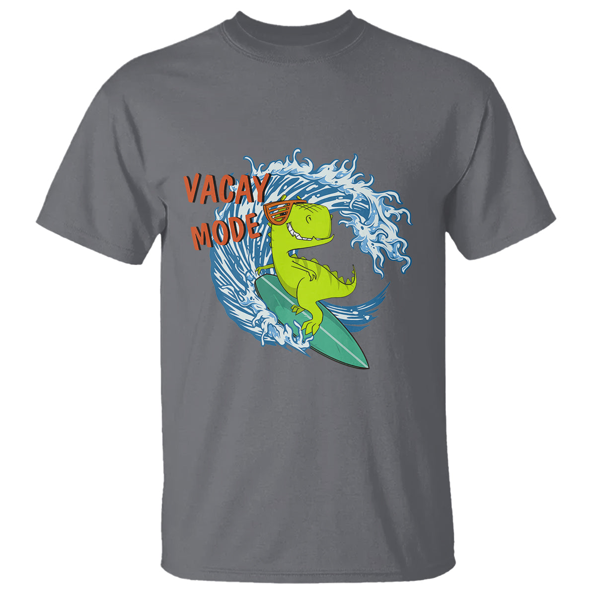 Summer Vacation T Shirt Vacay Mode Cute Dinosaur Surfing - Wonder Print Shop