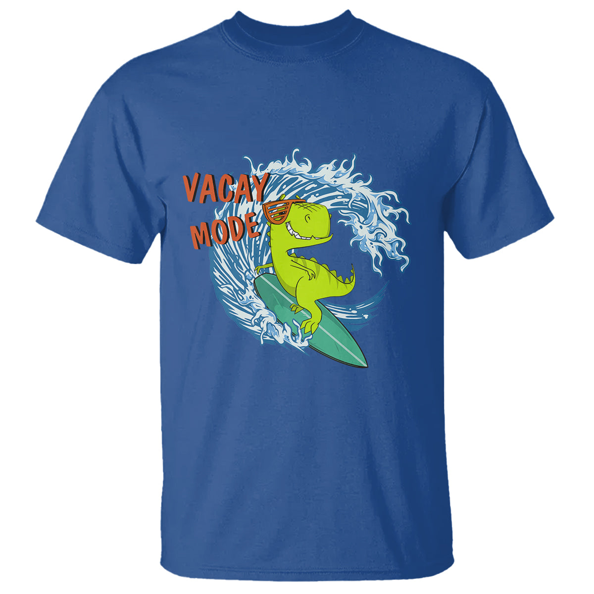 Summer Vacation T Shirt Vacay Mode Cute Dinosaur Surfing - Wonder Print Shop