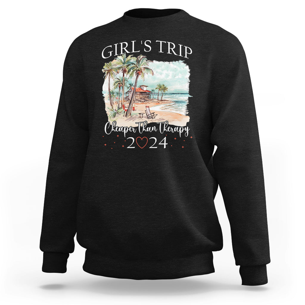 Summer Vacation Sweatshirt Girl's Trip Cheaper Than Therapy - Wonder Print Shop