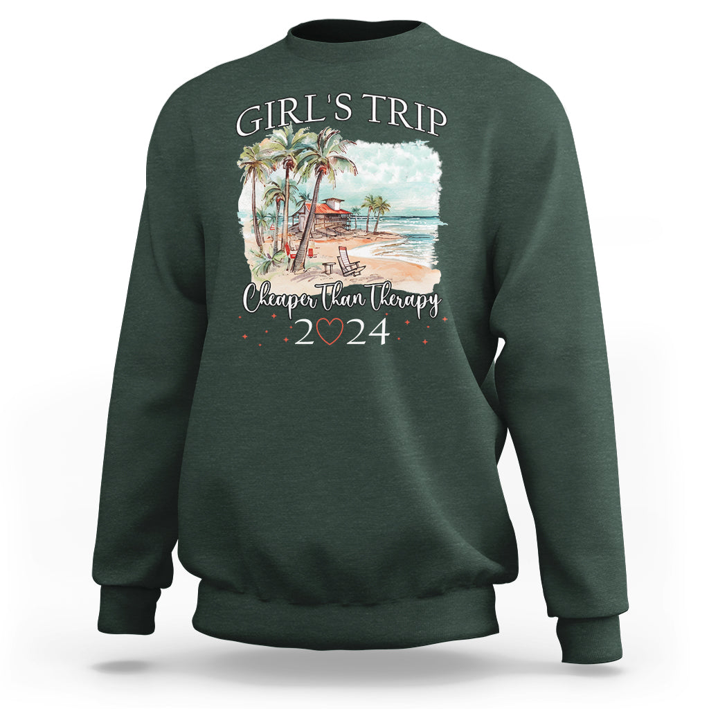 Summer Vacation Sweatshirt Girl's Trip Cheaper Than Therapy - Wonder Print Shop