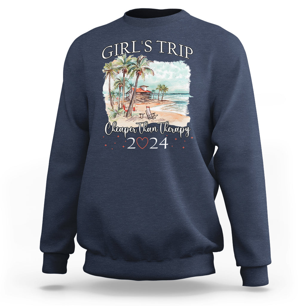 Summer Vacation Sweatshirt Girl's Trip Cheaper Than Therapy - Wonder Print Shop