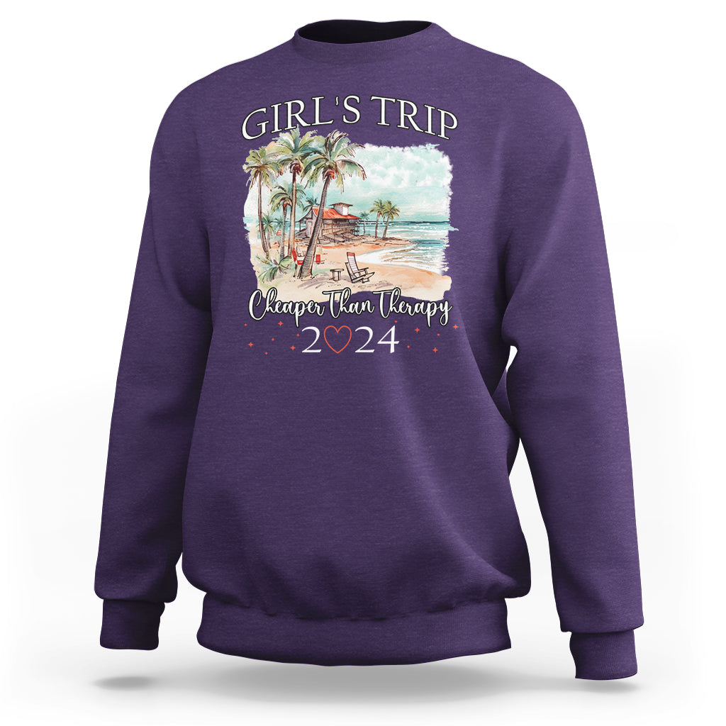 Summer Vacation Sweatshirt Girl's Trip Cheaper Than Therapy - Wonder Print Shop