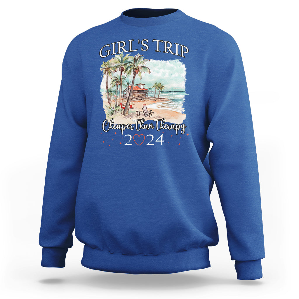 Summer Vacation Sweatshirt Girl's Trip Cheaper Than Therapy - Wonder Print Shop
