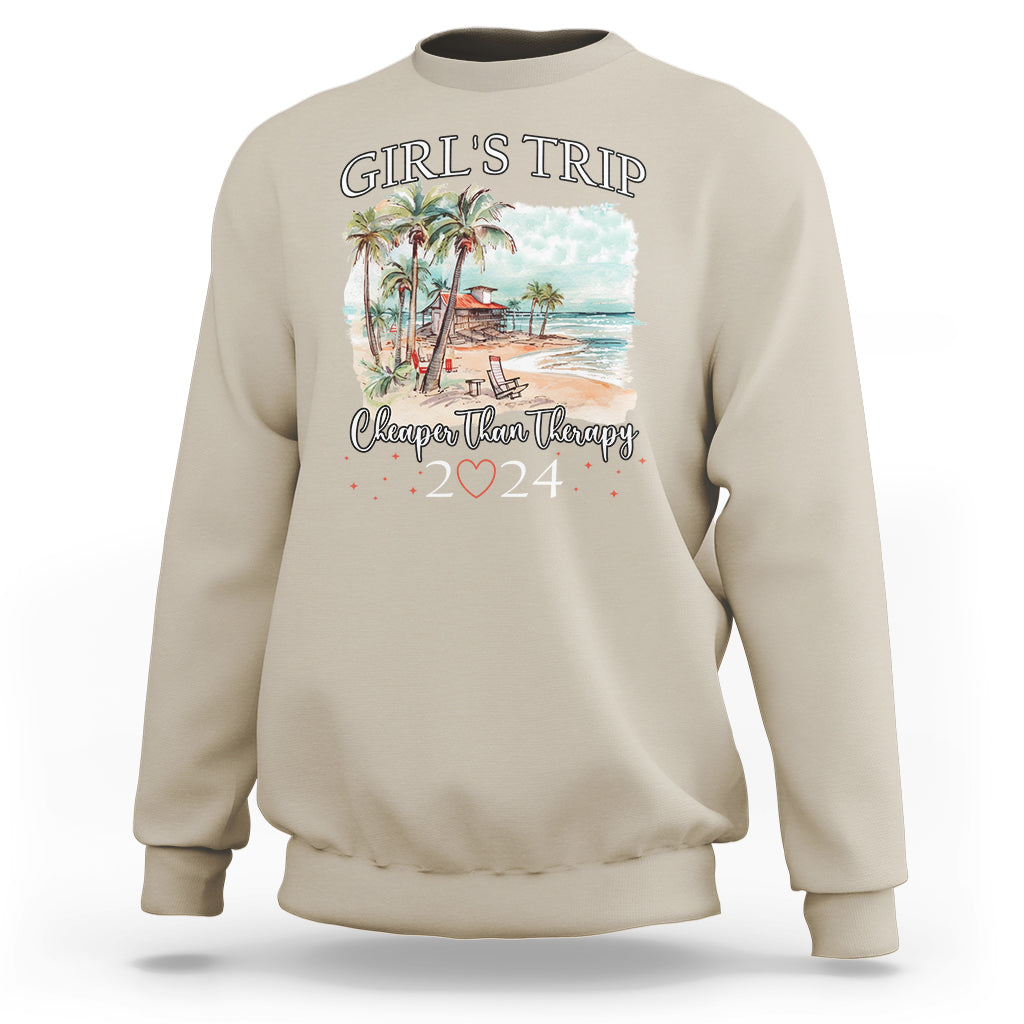 Summer Vacation Sweatshirt Girl's Trip Cheaper Than Therapy - Wonder Print Shop