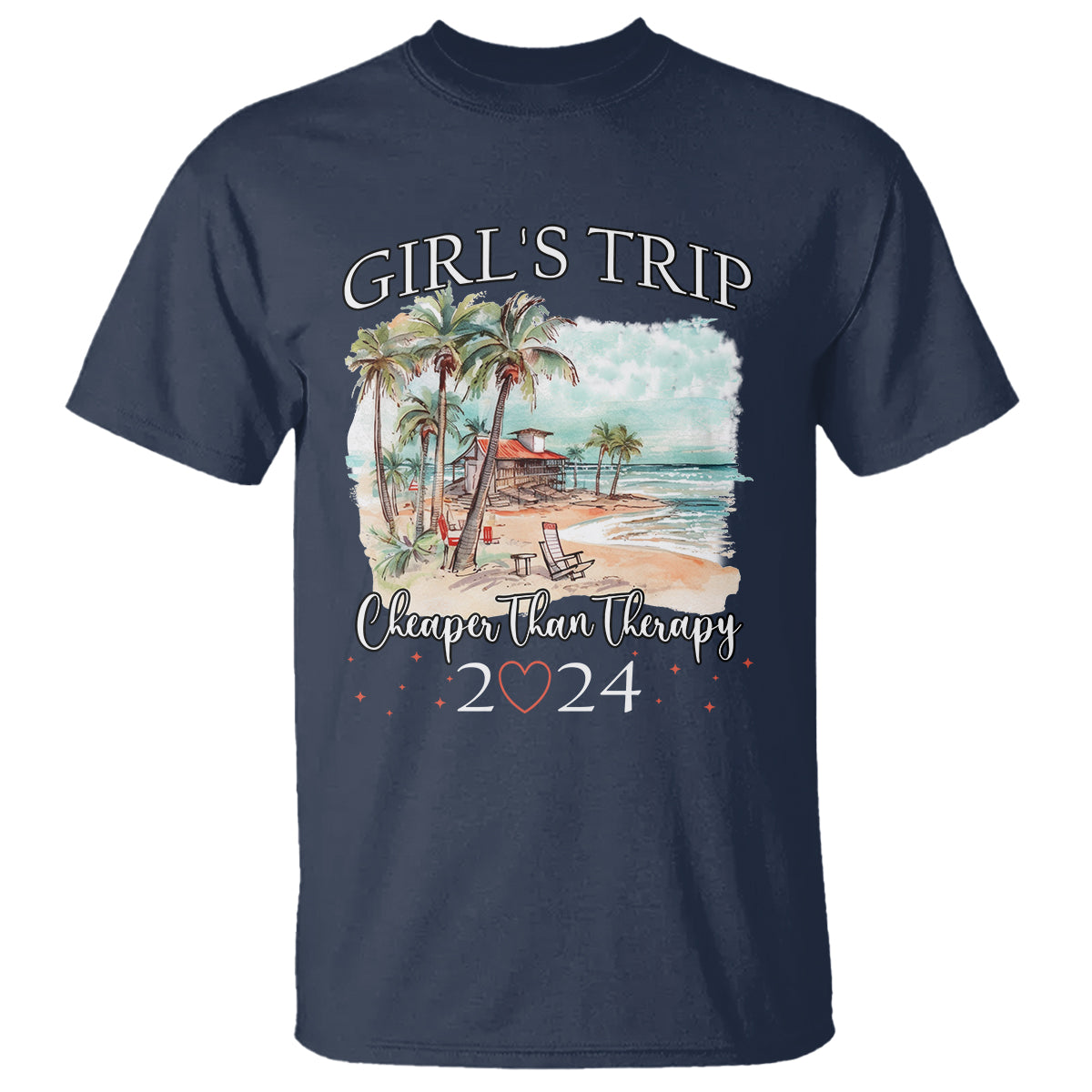Summer Vacation T Shirt Girl's Trip Cheaper Than Therapy - Wonder Print Shop