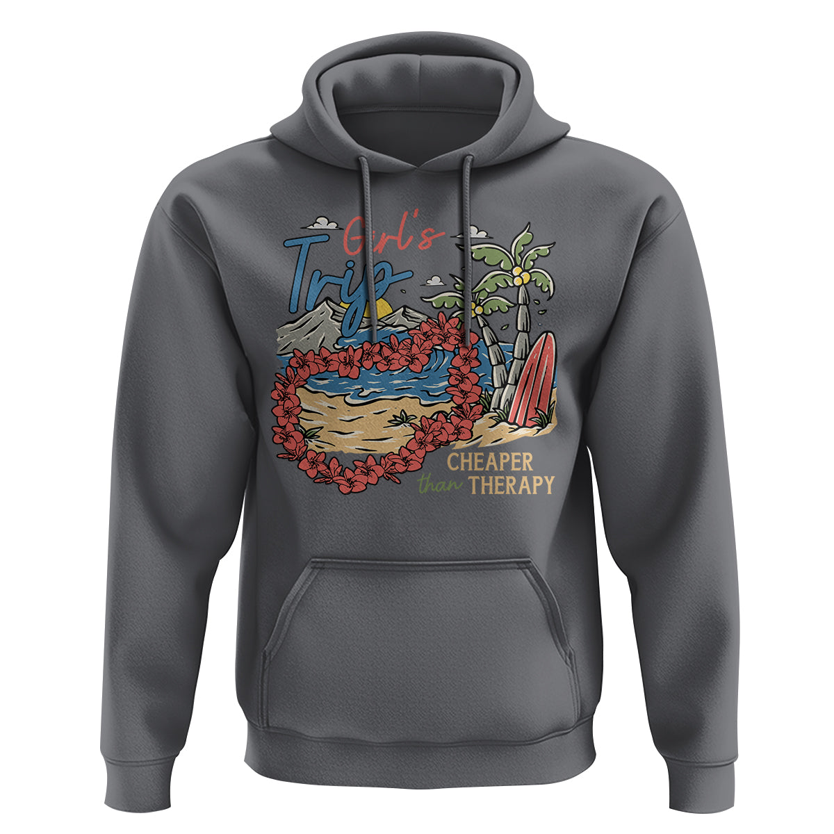Summer Vacation Hoodie Girl's Trip Cheaper Than Therapy Beach - Wonder Print Shop