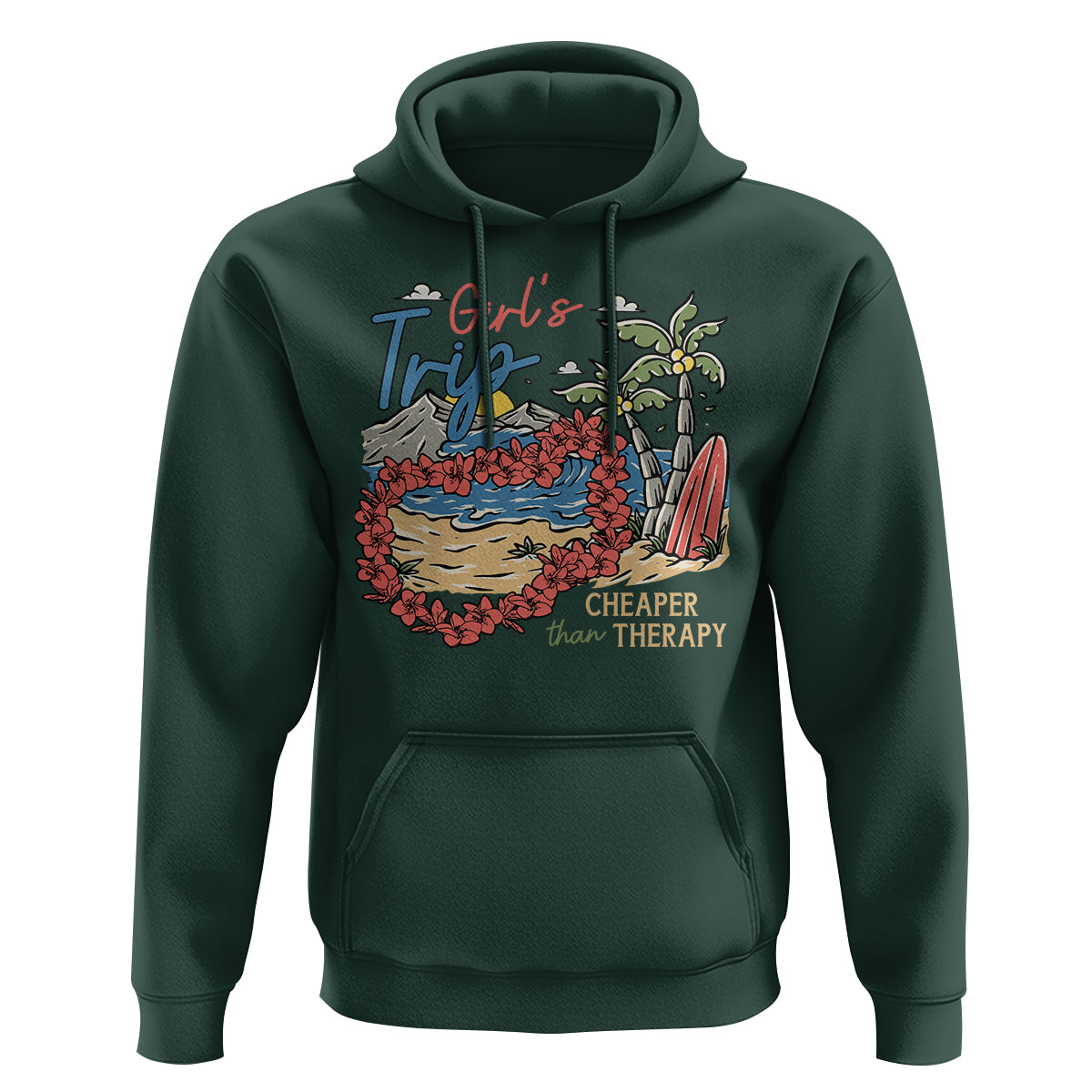 Summer Vacation Hoodie Girl's Trip Cheaper Than Therapy Beach - Wonder Print Shop