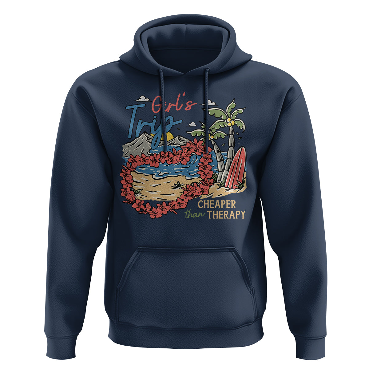 Summer Vacation Hoodie Girl's Trip Cheaper Than Therapy Beach - Wonder Print Shop