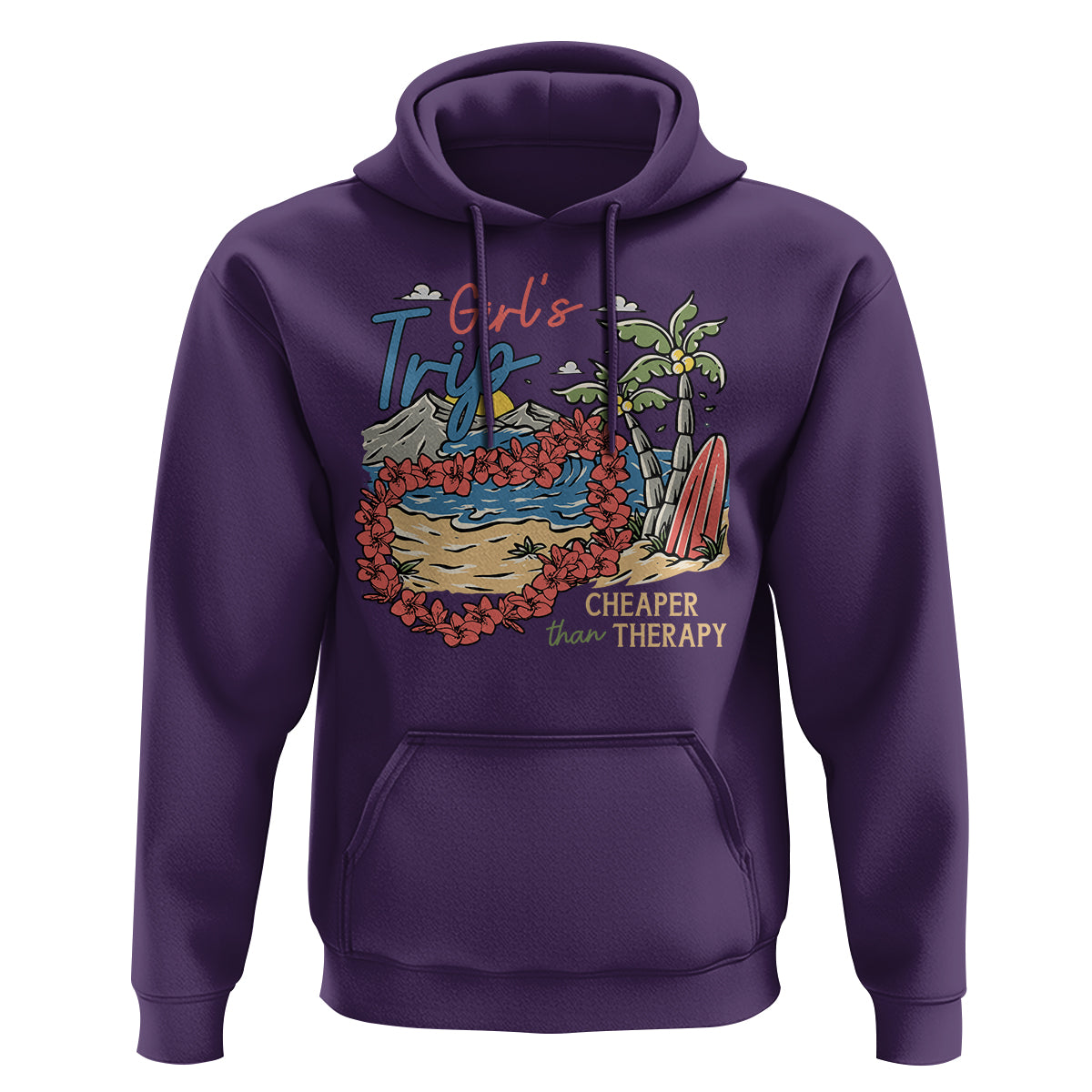 Summer Vacation Hoodie Girl's Trip Cheaper Than Therapy Beach - Wonder Print Shop
