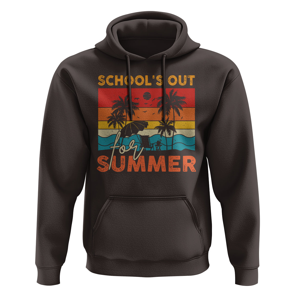 School's Out For Summer Retro Beach Teacher Student Hoodie - Wonder Print Shop