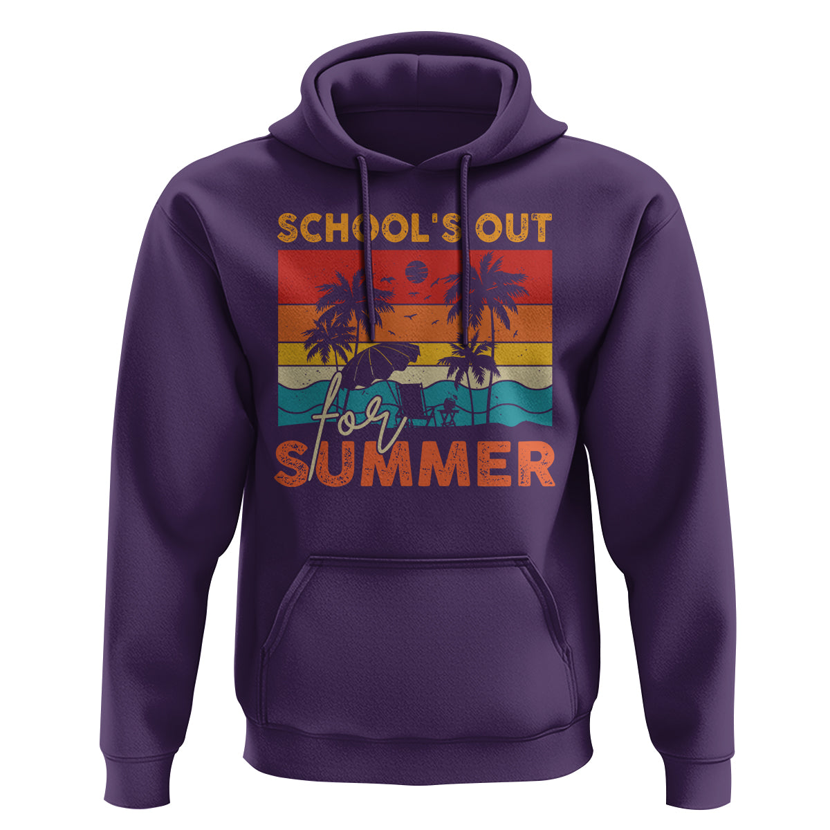 School's Out For Summer Retro Beach Teacher Student Hoodie - Wonder Print Shop