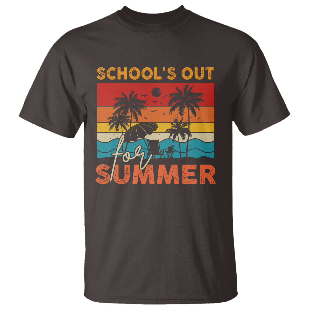 School's Out For Summer Retro Beach Teacher Student T Shirt - Wonder Print Shop
