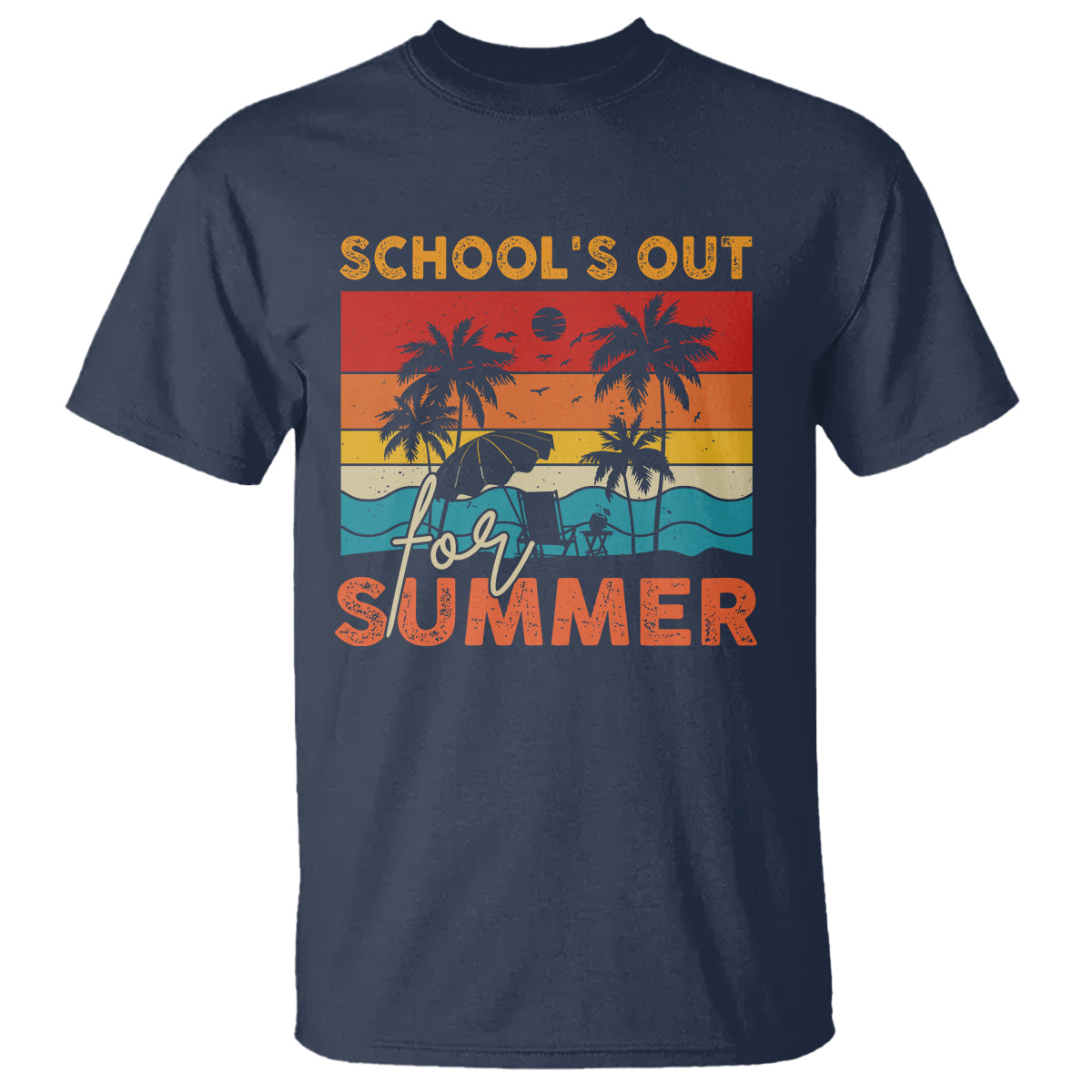 School's Out For Summer Retro Beach Teacher Student T Shirt - Wonder Print Shop