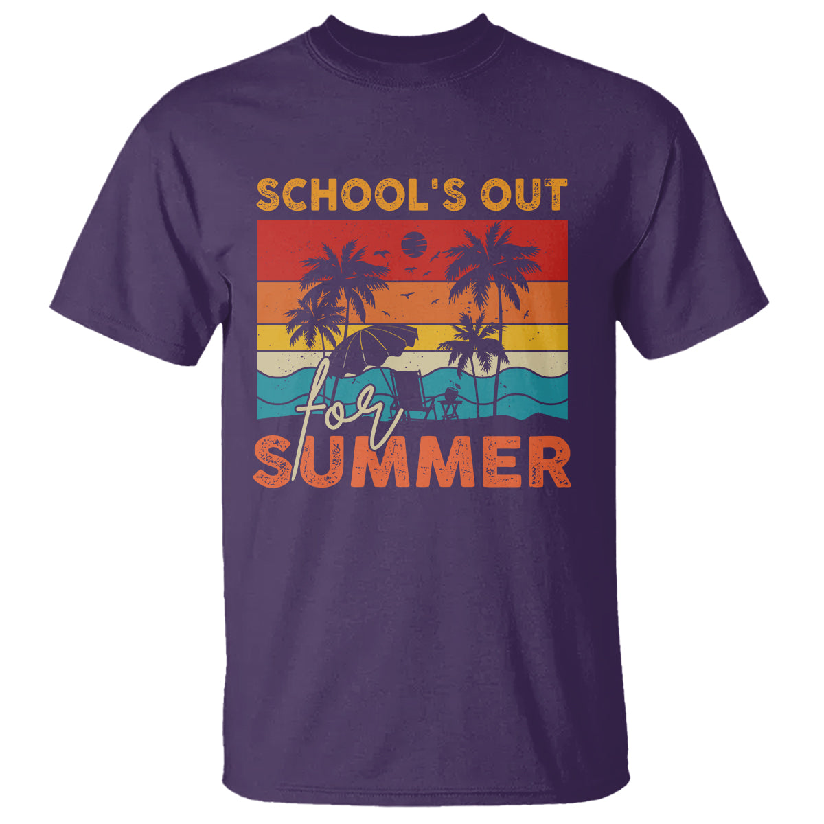 School's Out For Summer Retro Beach Teacher Student T Shirt - Wonder Print Shop