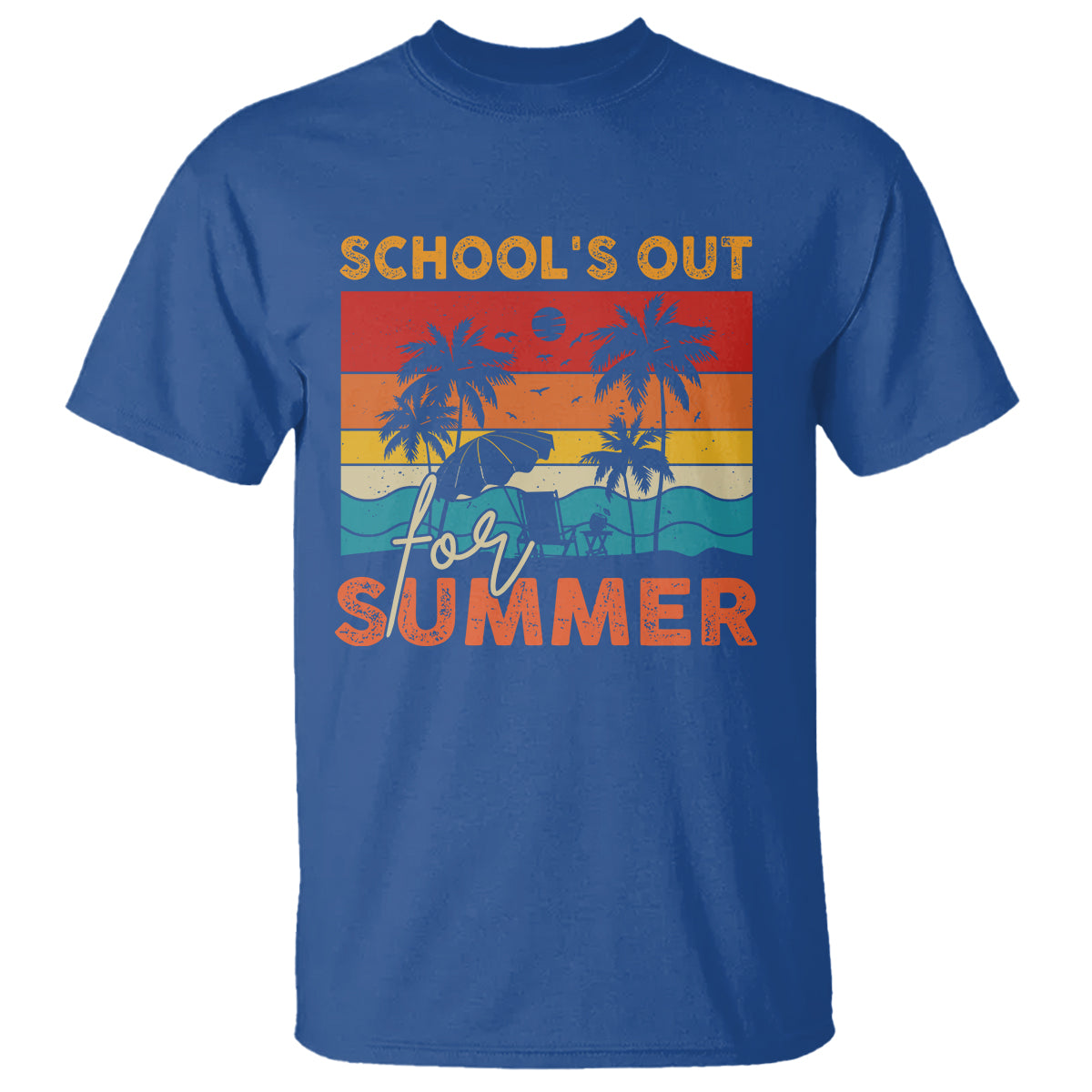 School's Out For Summer Retro Beach Teacher Student T Shirt - Wonder Print Shop