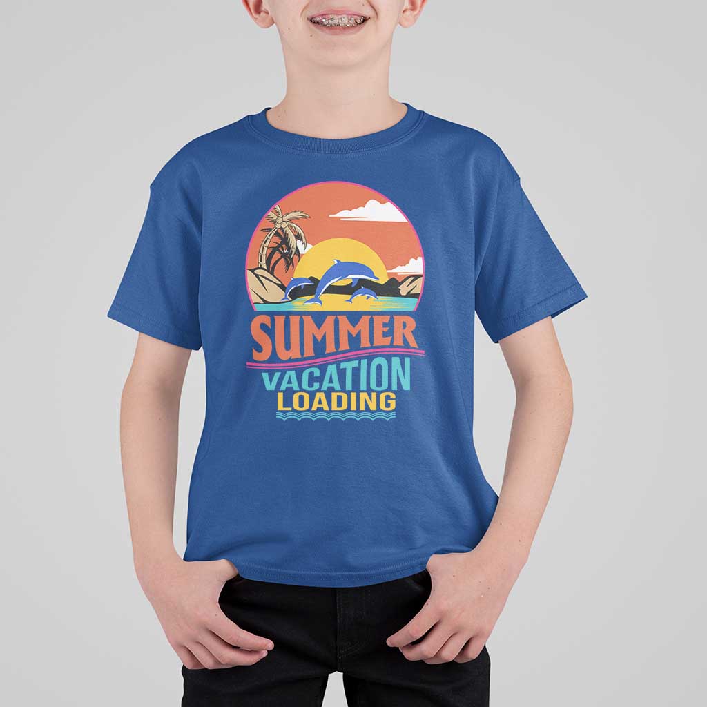 Summer Vacation Loading Retro Beach Sunset T Shirt For Kid - Wonder Print Shop