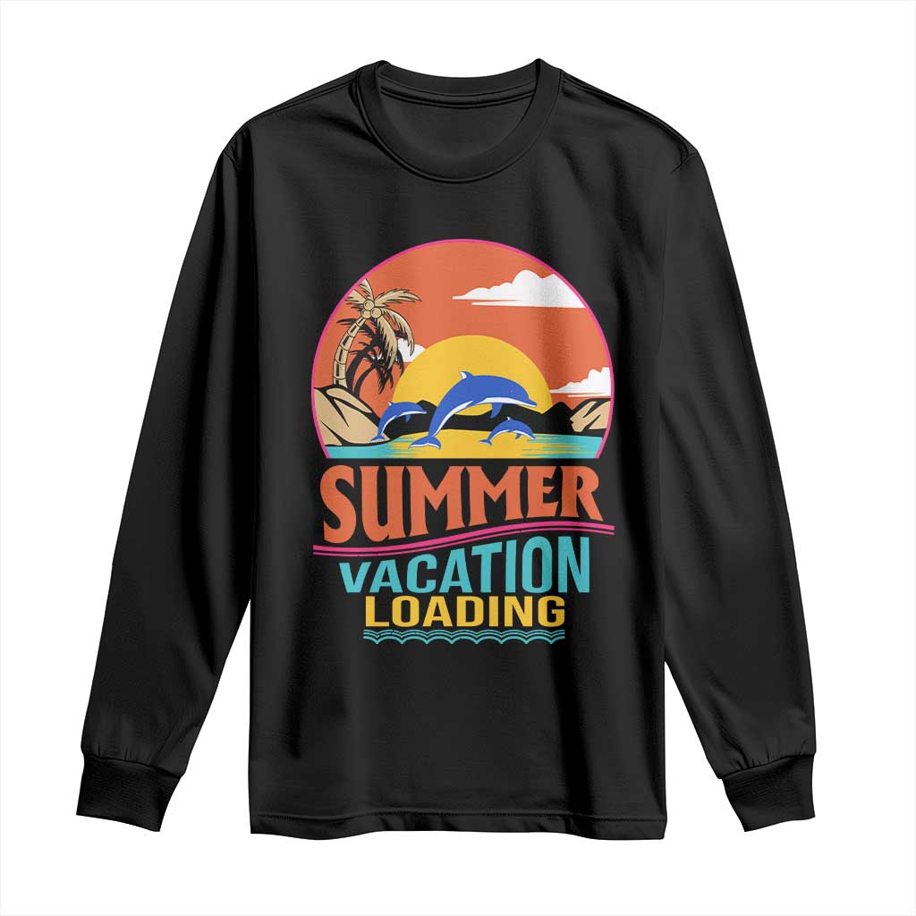 Summer Vacation Loading Retro Beach Sunset Long Sleeve Shirt