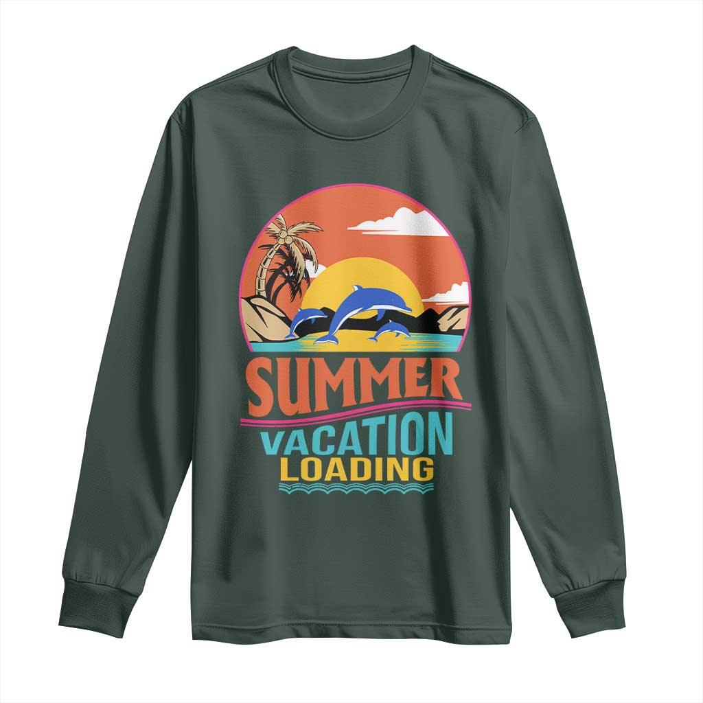 Summer Vacation Loading Retro Beach Sunset Long Sleeve Shirt