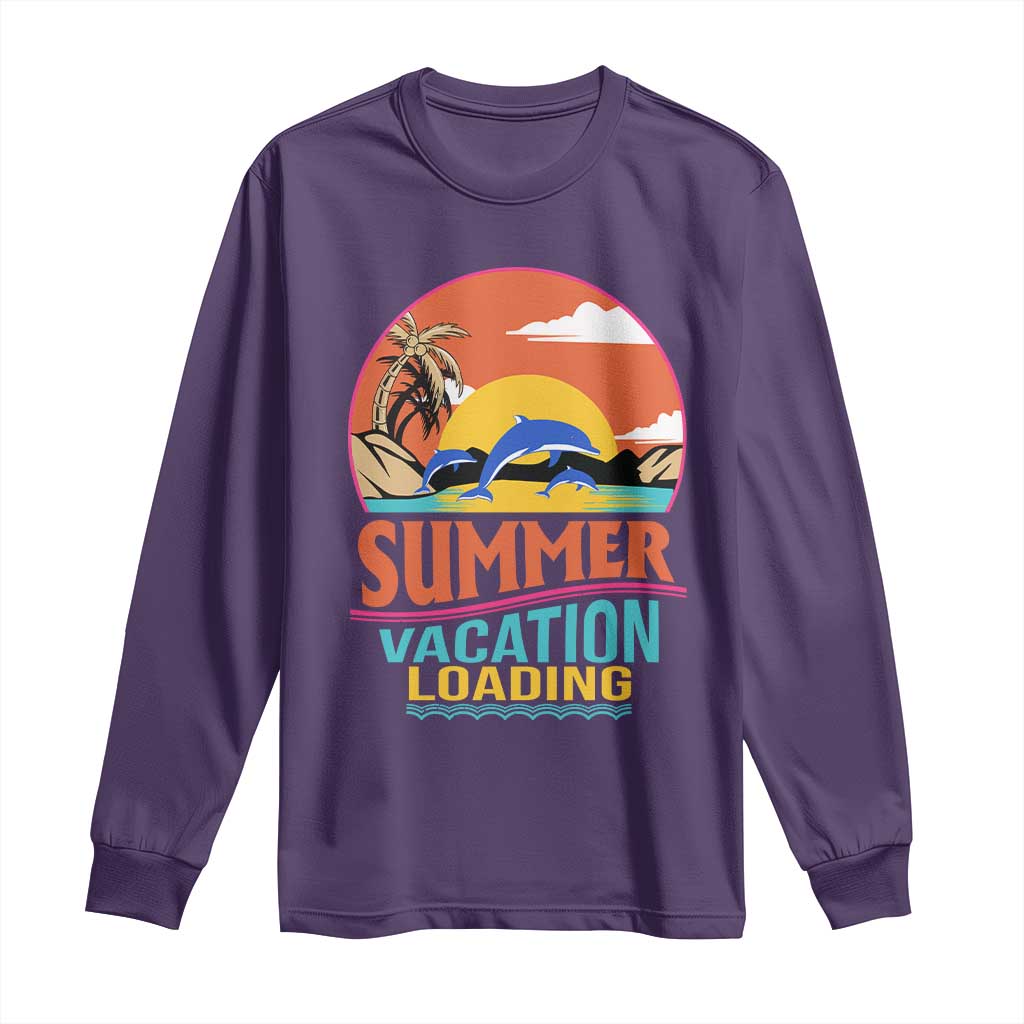Summer Vacation Loading Retro Beach Sunset Long Sleeve Shirt