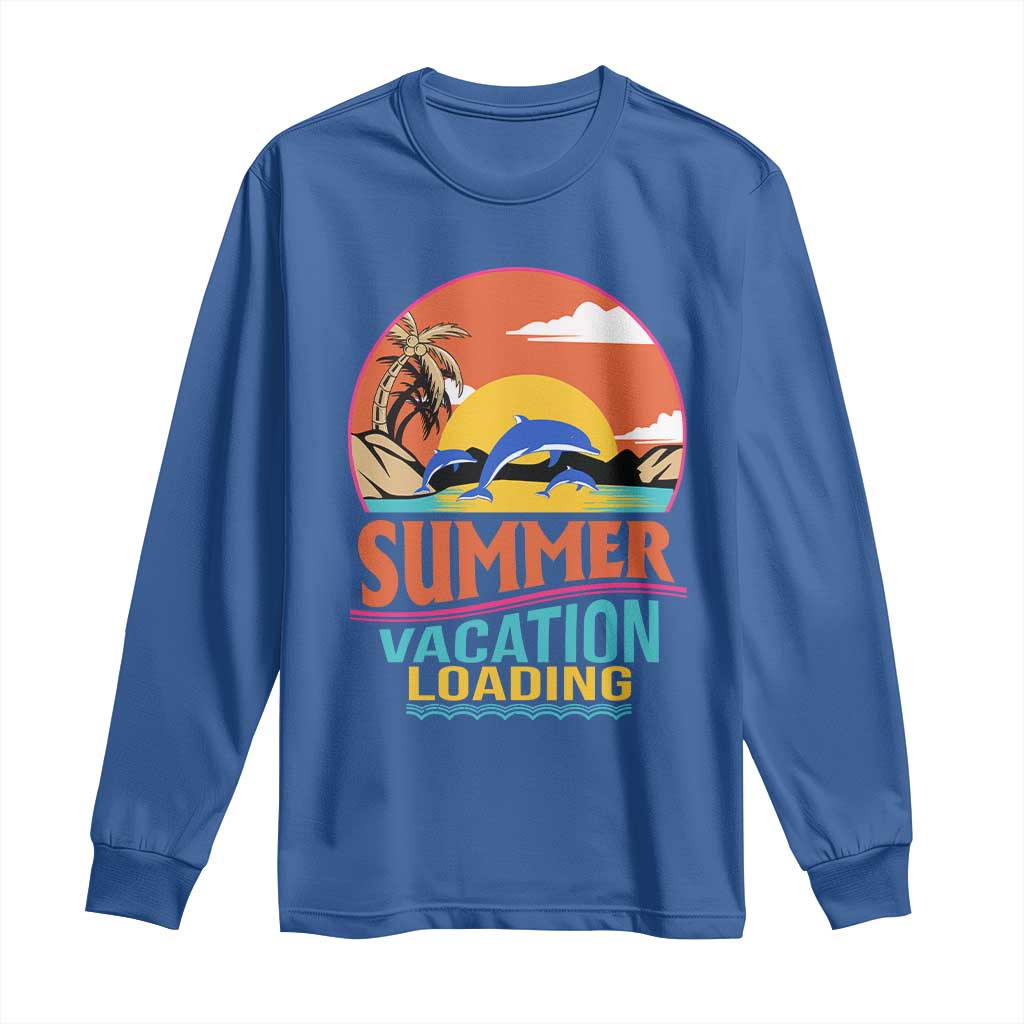 Summer Vacation Loading Retro Beach Sunset Long Sleeve Shirt
